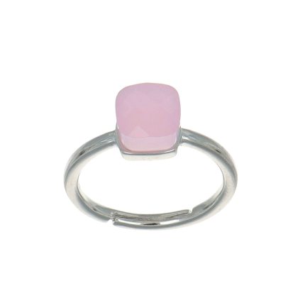 Anello in argento con cubo rosa