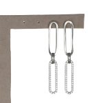 Orecchini argento 925 catena con zirconi