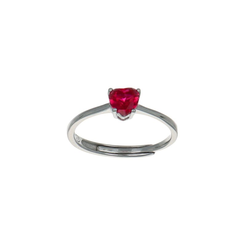 Anello in argento 925 con zircone cuore rosso