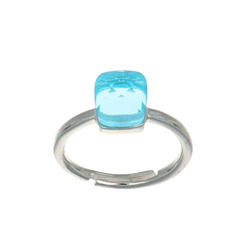 Anello in argento con cubo acquamarina