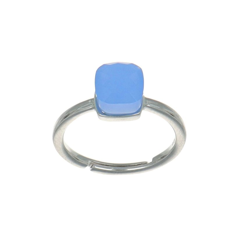 Anello in argento con cubo azzurro