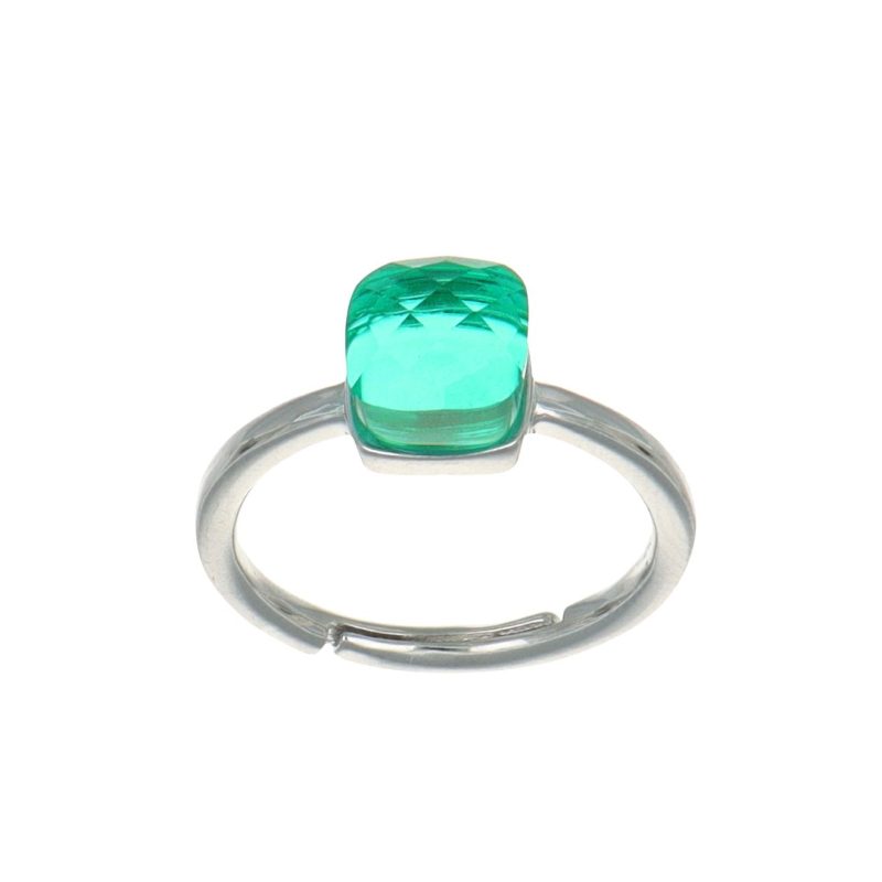 Anello in argento con cubo verde smeraldo