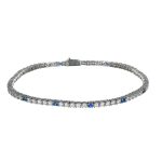 Tennis argento 925 5+1 bianchi e blu