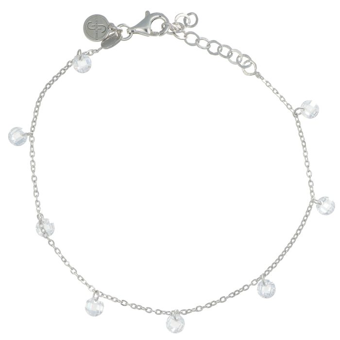 Bracciale in argento con cristalli sfaccettati bianchi