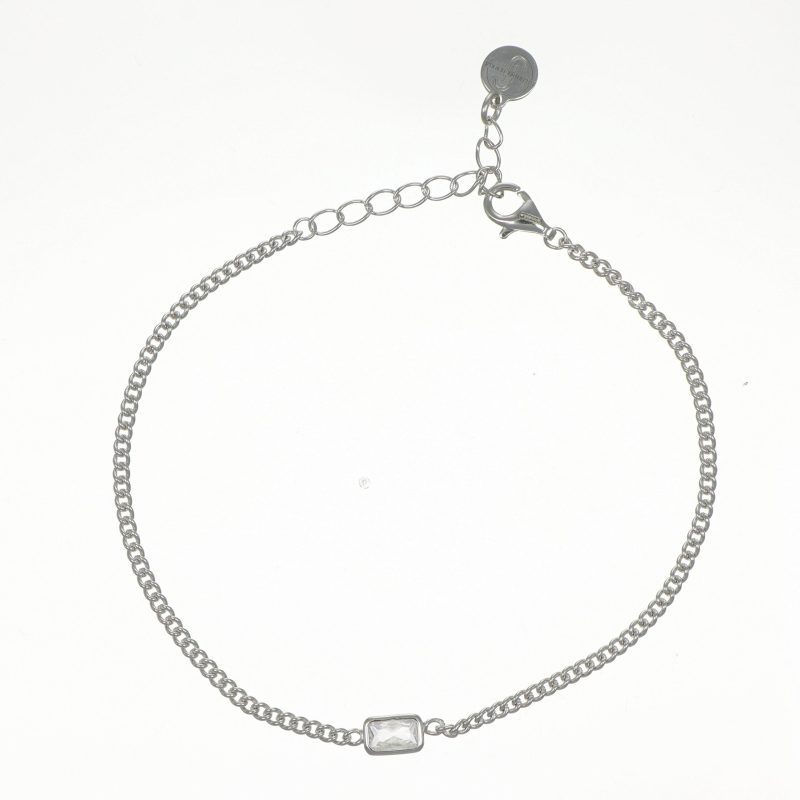 Bracciale in argento con zircone rettangolare centrale