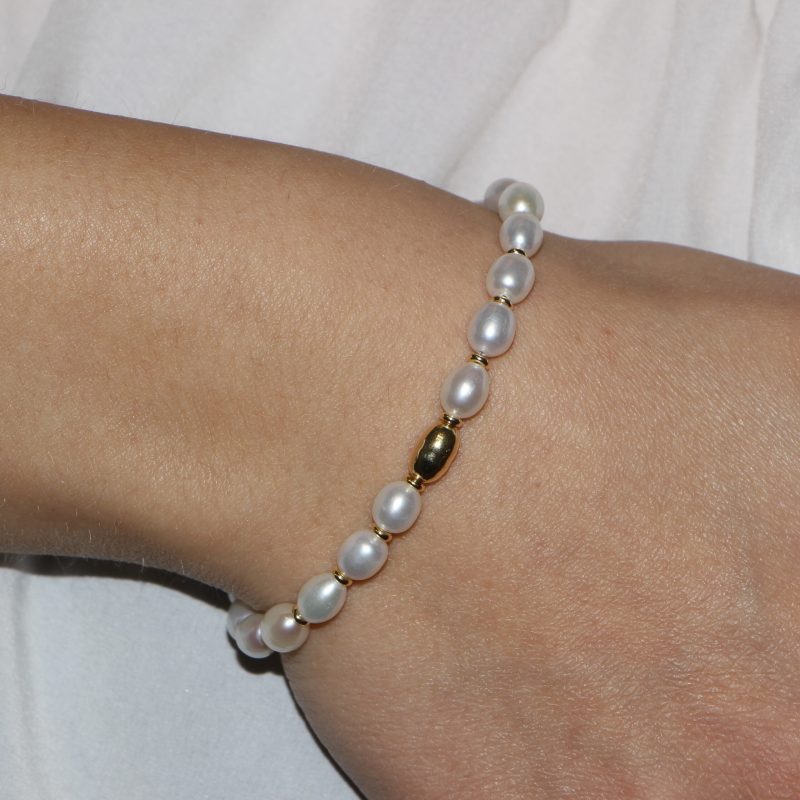 Bracciale in argento placcato oro con perle pregiate