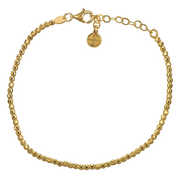 Bracciale in argento placcato oro con sfere sfaccettate
