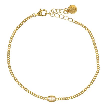 Bracciale in argento placcato oro con zircone ovale centrale