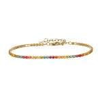 Bracciale in argento placcato oro tennis con zirconi multicolor