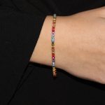 Bracciale in argento placcato oro tennis con zirconi multicolor