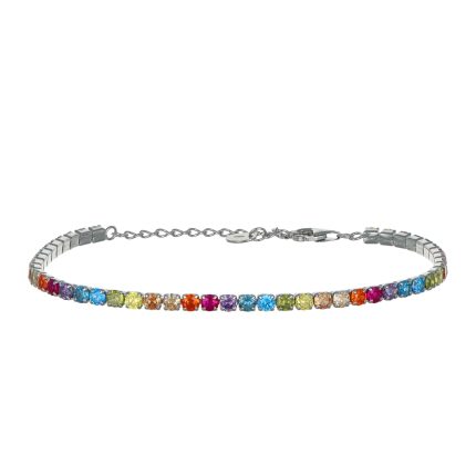 Bracciale in argento tennis con zirconi multicolor