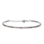 Bracciale in argento tennis sottile con zirconi multicolor