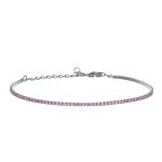 Bracciale tennis sottile in argento rosa