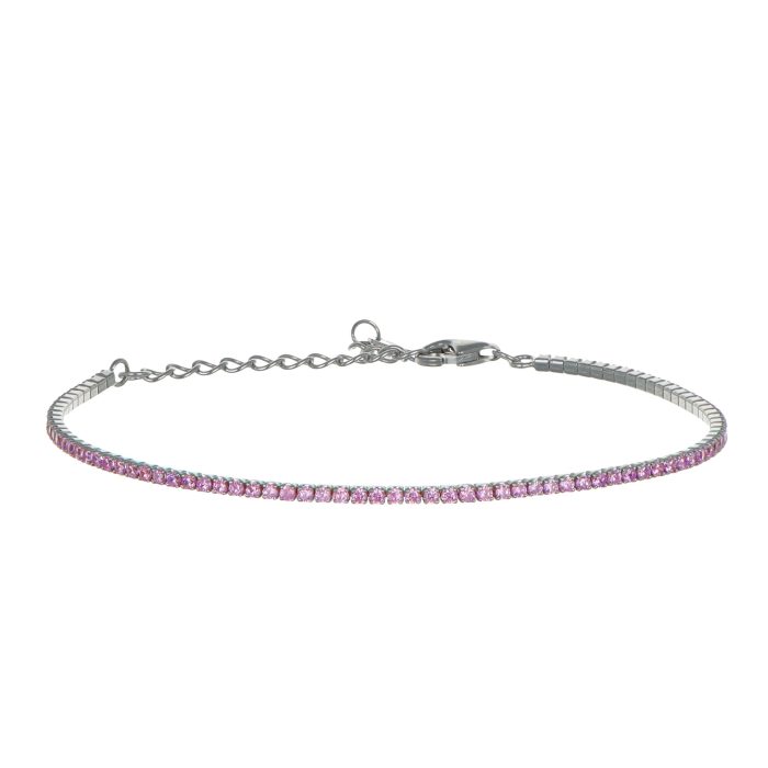 Bracciale tennis sottile in argento rosa