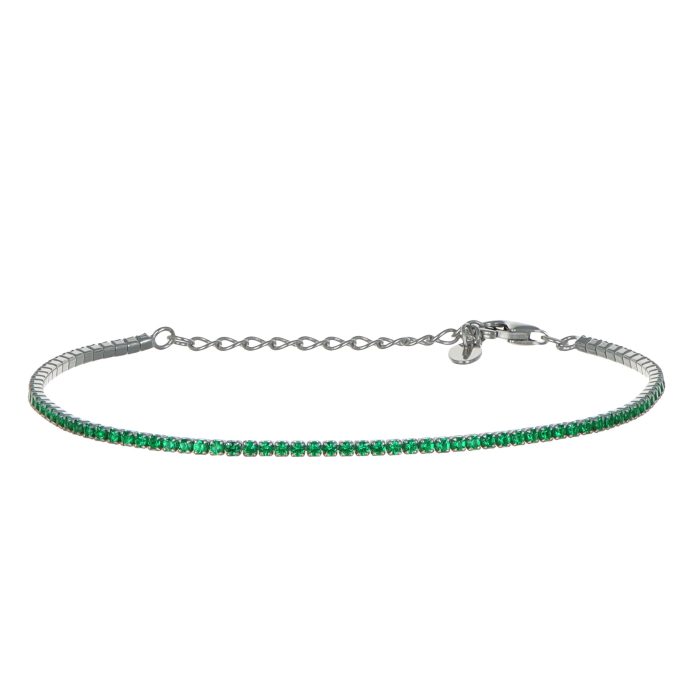 Bracciale tennis sottile in argento verde