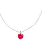 Collana argento 925 con cuore rosso pendente