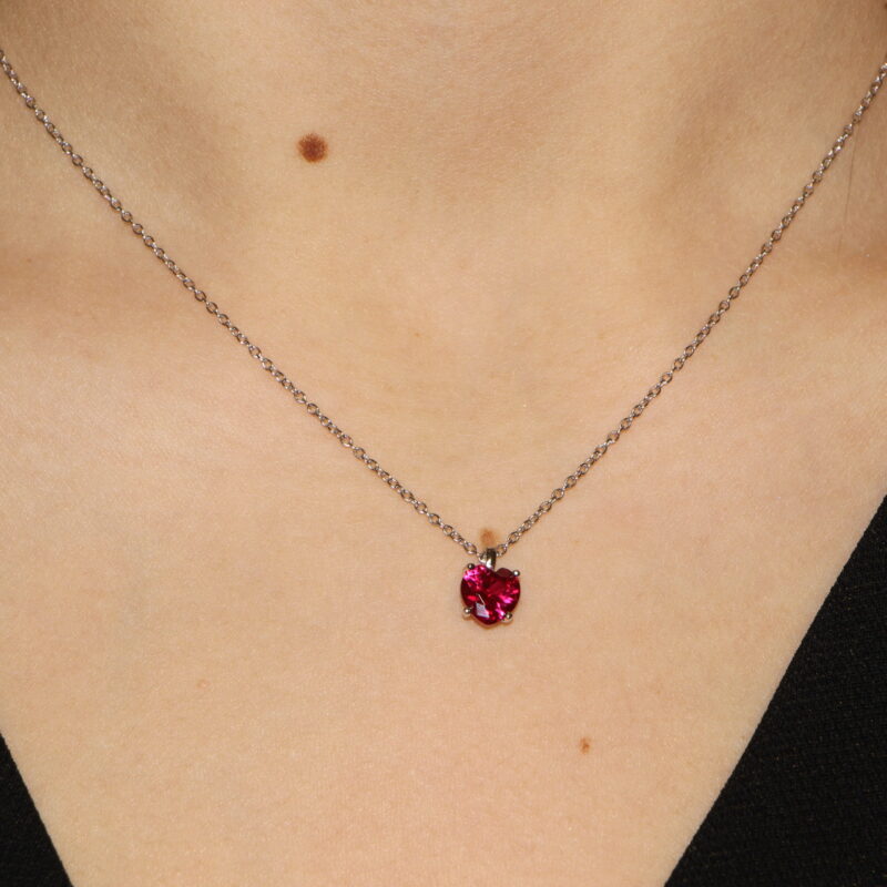 Collana argento 925 con cuore rosso pendente