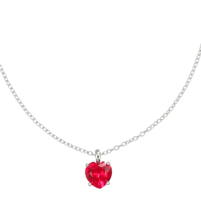 Collana argento 925 con cuore rosso pendente