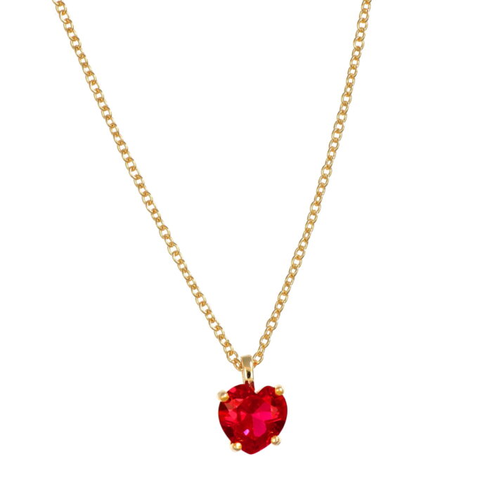 Collana argento 925 placcato 18kt con cuore rosso