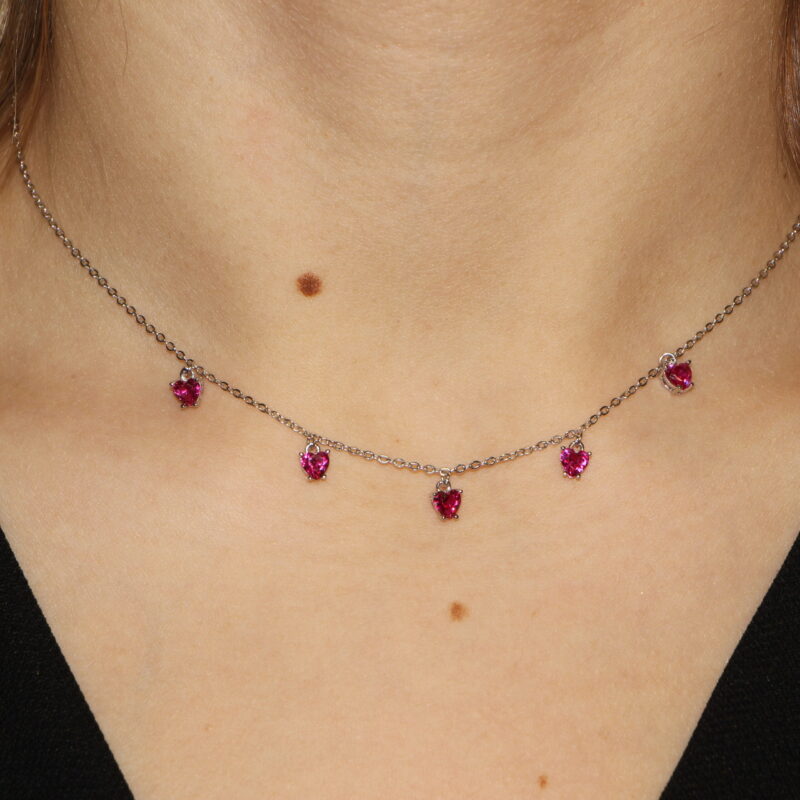 Collana in argento 925 con cuori pendenti