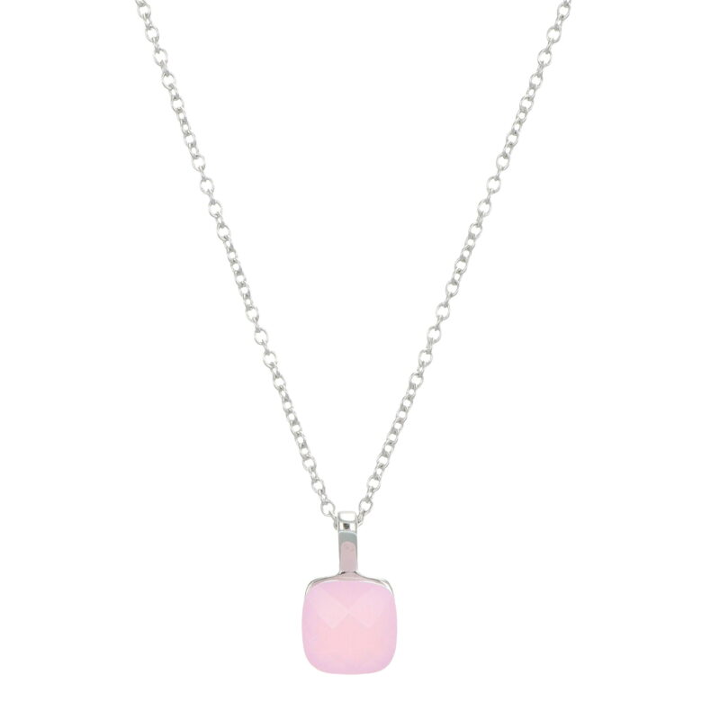 Collana in argento con ciondolo cubo rosa