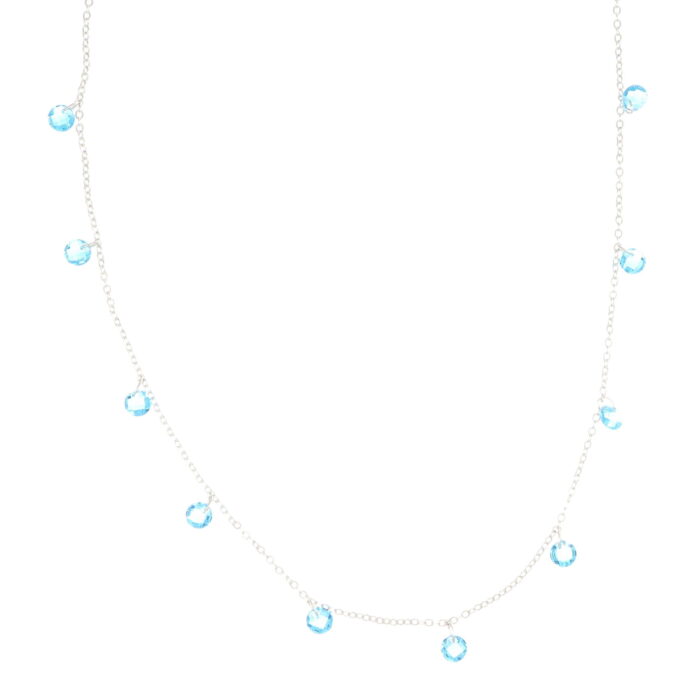Collana in argento con cristalli sfaccettati azzurri