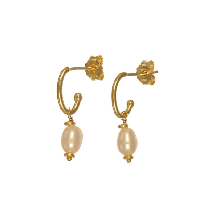 Orecchini argento placcato oro con perle pregiate