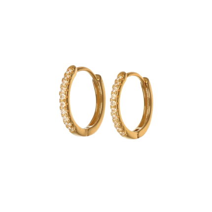 Orecchini in argento 925 placcato oro cerchietti con zirconi bianchi