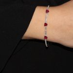 Tennis bianco argento 925 trio de coeurs rosso