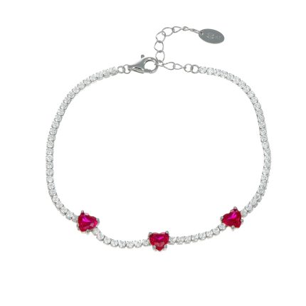 Tennis bianco argento 925 trio de coeurs rosso