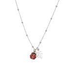 Collana in argento con coccinella e quadrifoglio